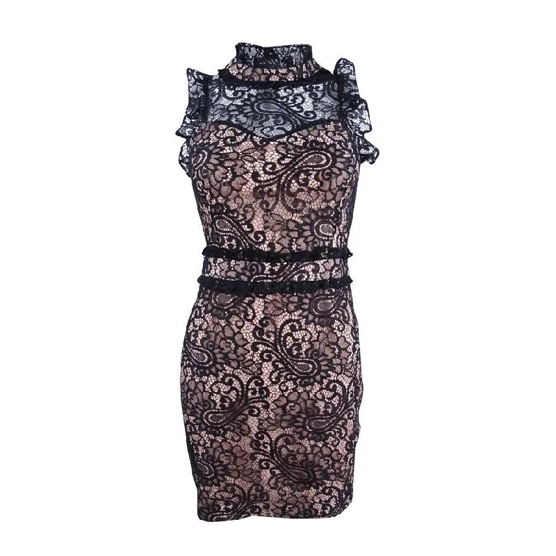 Endless Rose Women's Lace Bodycon Mini Dress Velvet Bodycon Dress