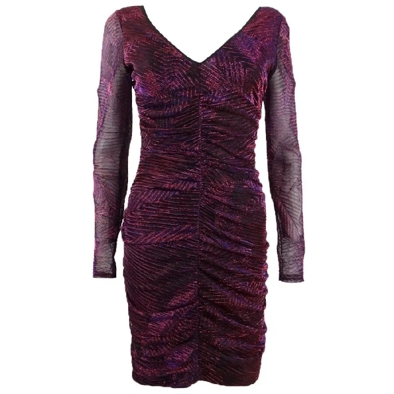 Guess Women's Metallic-Print Ruched Bodycon Dress (4, Multi) Tight Fit Dress