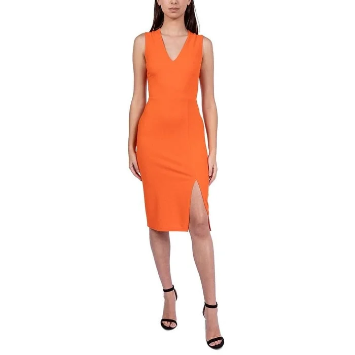 B Darlin Women's Crisscross Knee Length Bodycon Dress Orange Size 2TB Bodycon Dress Sleek