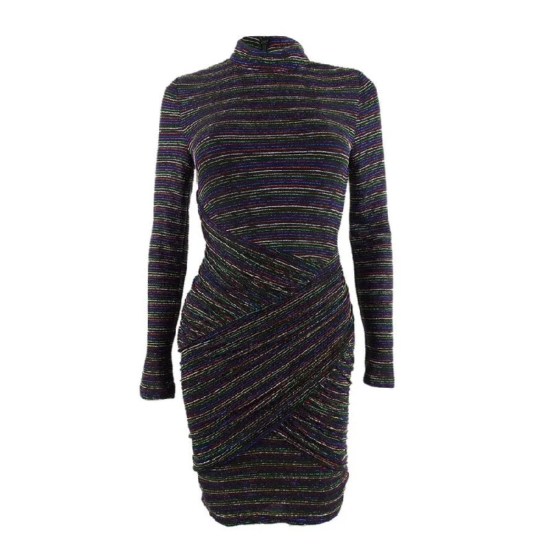 Trina Trina Turk Women's Golden Metallic-Stripe Bodycon Dress Bodycon Cocktail Dress