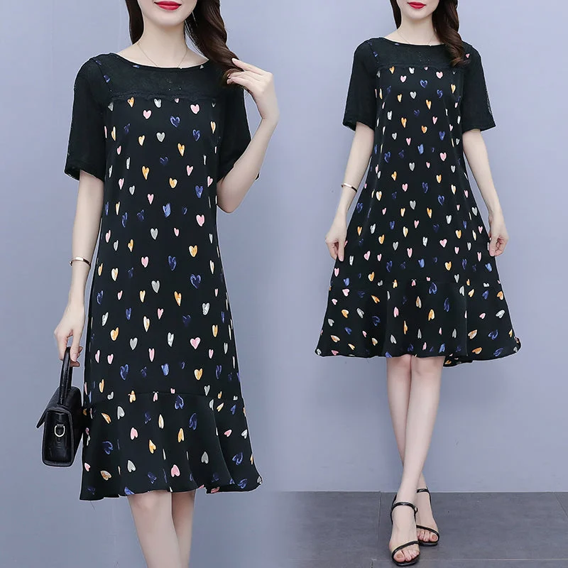 Plus Size Korean Hearts Dress Plus Size High-low