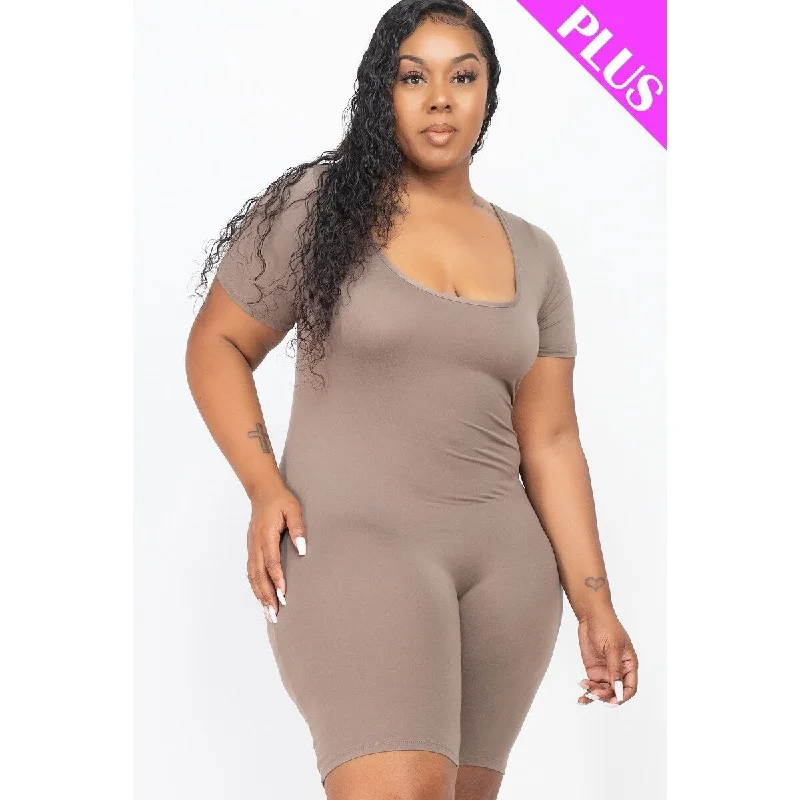 Plus Size Short Sleeve Bodycon Romper Sexy Bodycon Dress