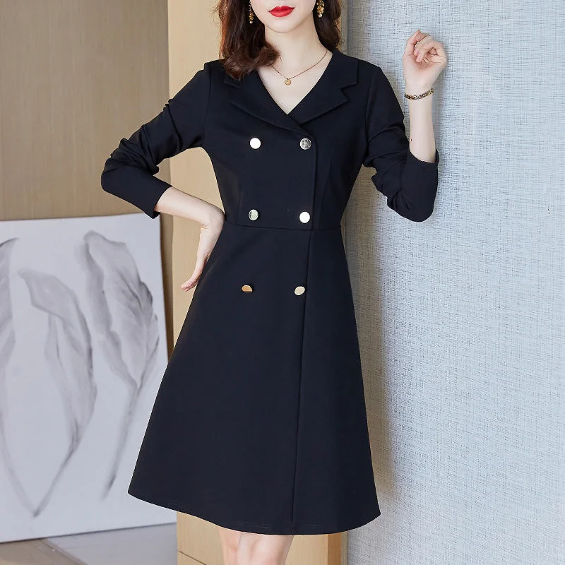 Plus Size Tuxedo Long Sleeve Dress Sexy Plus Dress