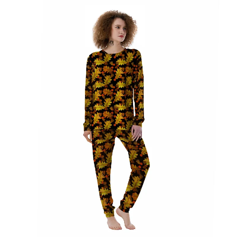 Acorn Leaf Print Pattern Women's Pajamas Camisole pajama sets