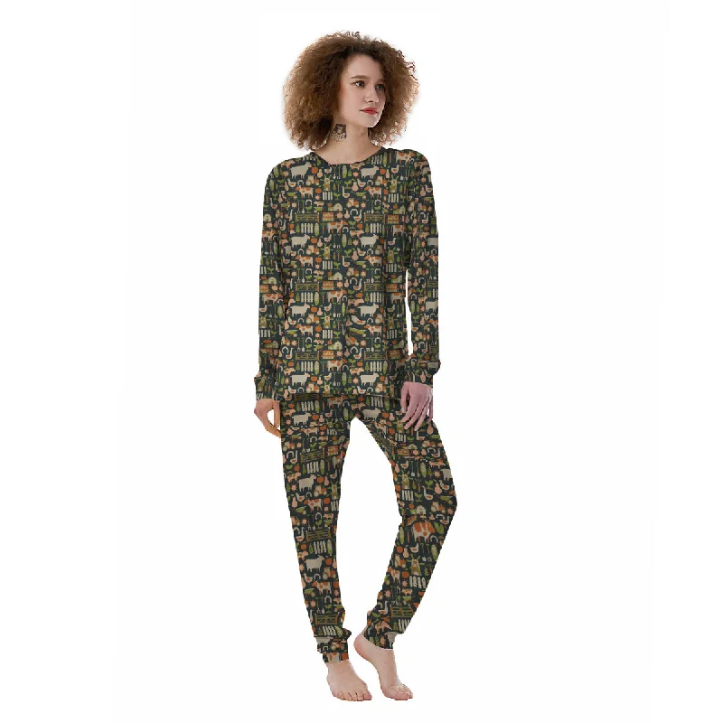 Agriculture Farming Print Pattern Women's Pajamas Maternity pajama sets