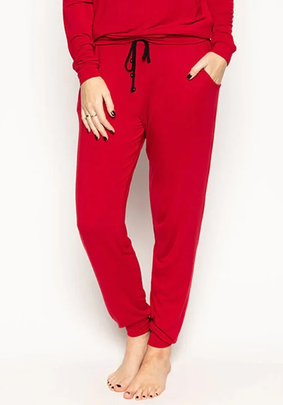 Cyberjammies Windsor Jersey Cuffed Pyjama Bottoms, Red Petite pajama sets