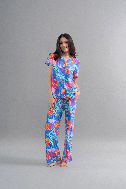 Hawai Button Down Printed Half Sleeve Pajama Set Macy’s pajama sets