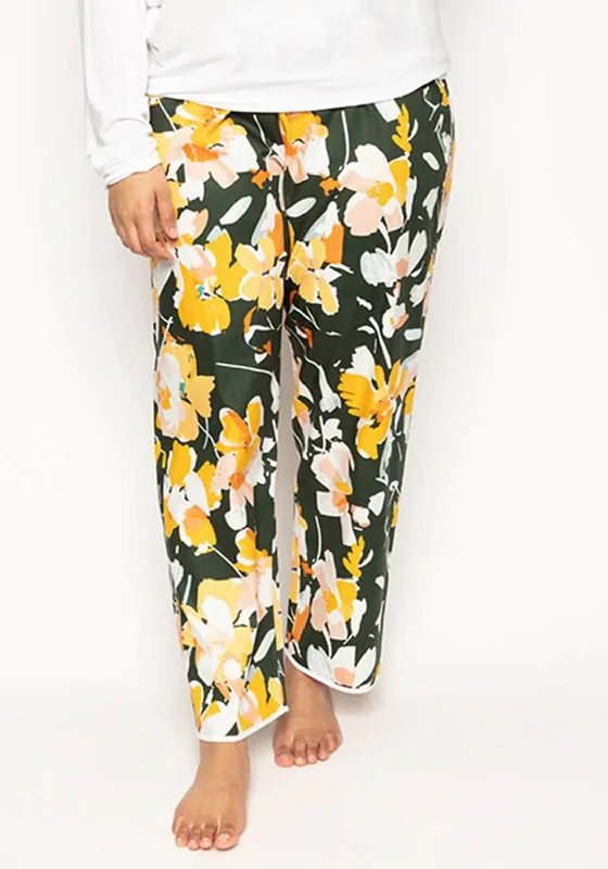 Cyberjammies Imogen Floral Print Pyjama Trousers, Green Loungewear pajama sets