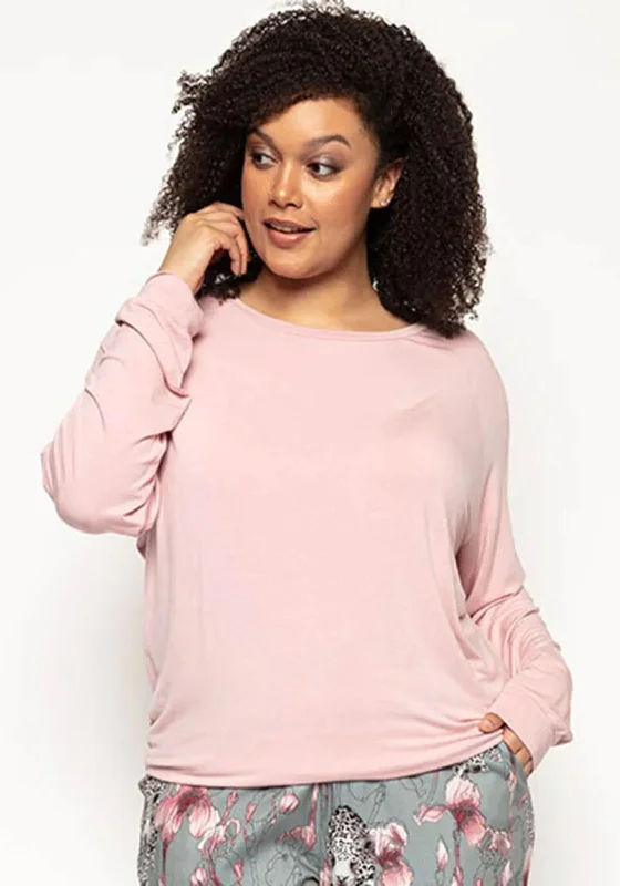 Cyberjammies Jessica Knit Slouch Pyjama Top, Pink Work-from-home pajama sets