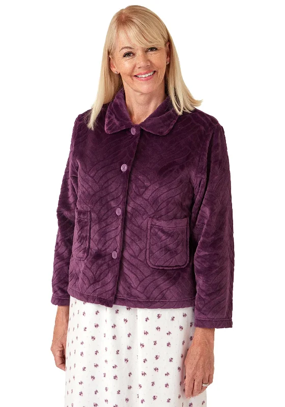 Marlon Fleece Button Up Bed Jacket, Orchid Budget-friendly pajama sets