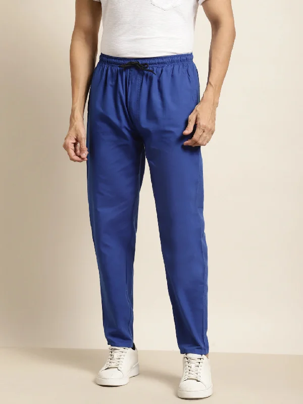 Men's Cotton Royal Blue Solid Track Pant  - Sojanya Shein pajama sets