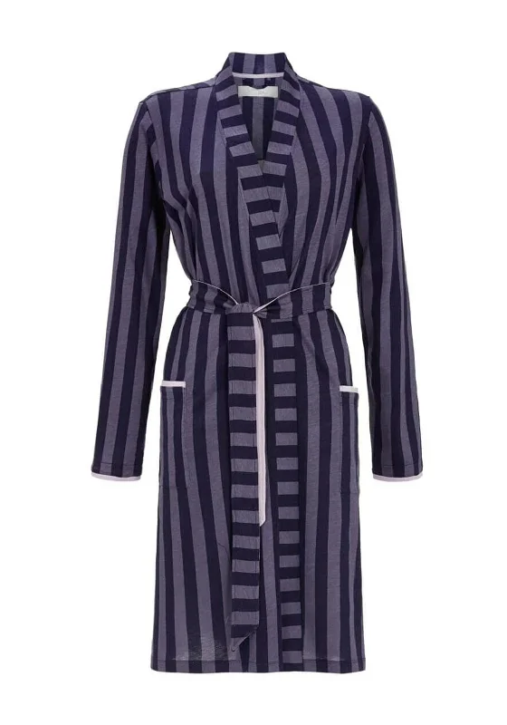 Ringella Striped Cotton Rich Dressing Gown, Navy Vintage pajama sets