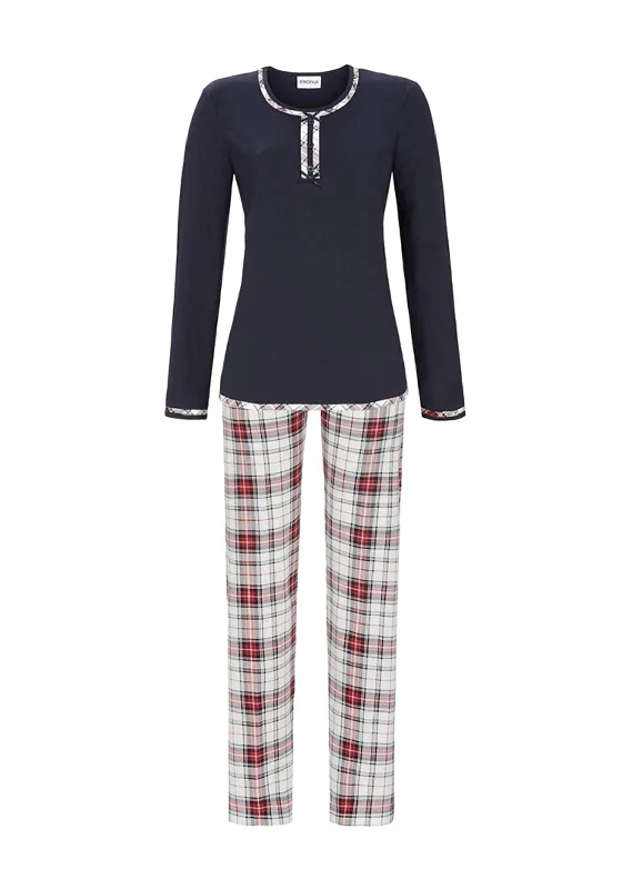 Ringella Check Panel Pyjama Set, Navy Cute pajama sets