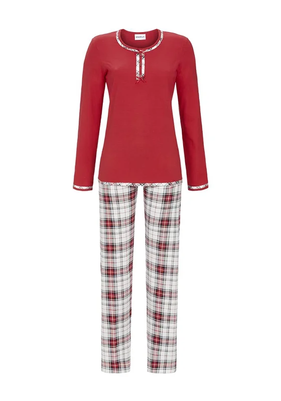 Ringella Check Panel Pyjama Set, Red Winter pajama sets