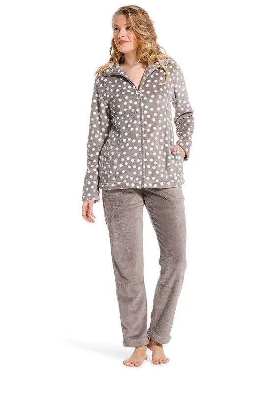 Pastunette Dotty Zip Through Pyjama Set, Taupe Nordstrom pajama sets