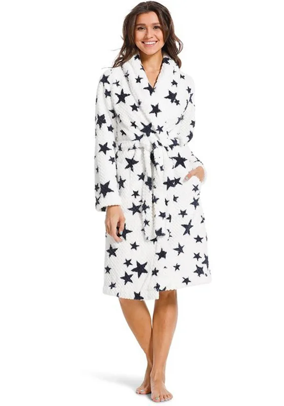 Rebelle Soft Fleece Star Dressing Gown, White Forever 21 pajama sets