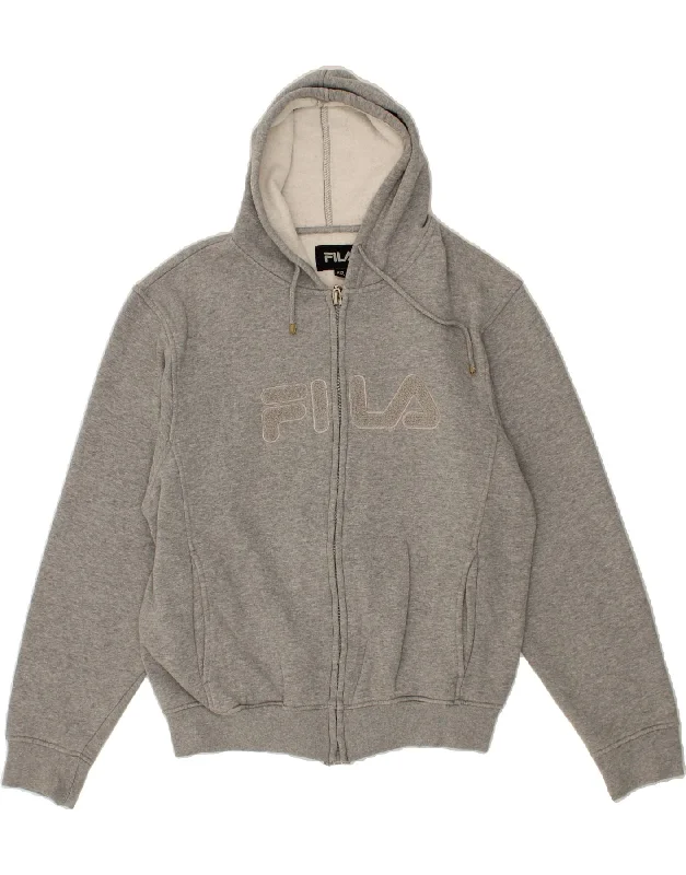 FILA Womens Graphic Zip Hoodie Sweater UK 20 2XL Grey Cotton Thanksgiving sweaters