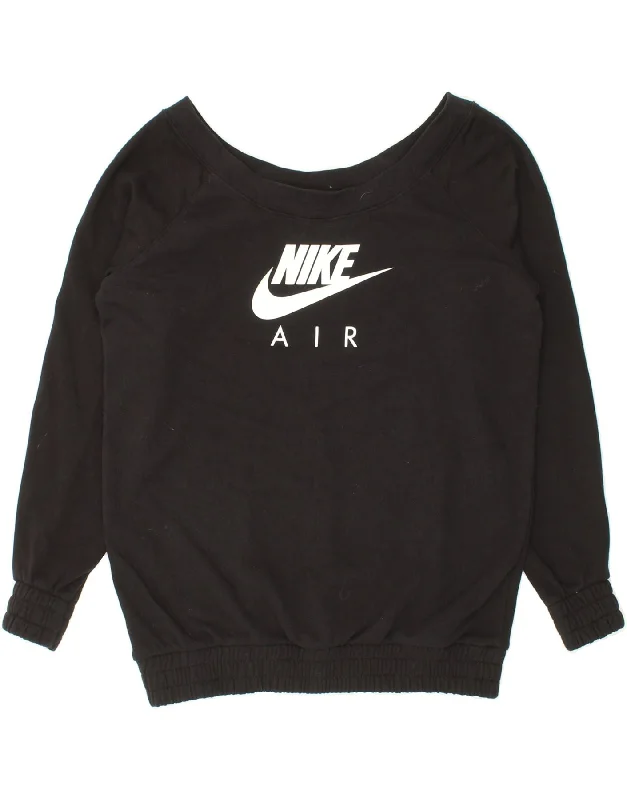 NIKE Womens Longline Oversized Graphic Sweatshirt Jumper UK 10 Small Black Minimalist sweaters