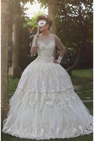 Ball Gown Tulle Sleeveless Beach Outdoor Garden Handmade Women's Wedding Dress WK57 Ruffle Wedding Gown