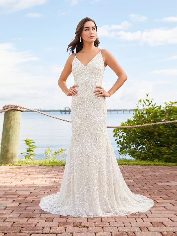 Beaded V-Neck Wedding Dress by Adrianna Papell 40359 Chic Wedding Gown