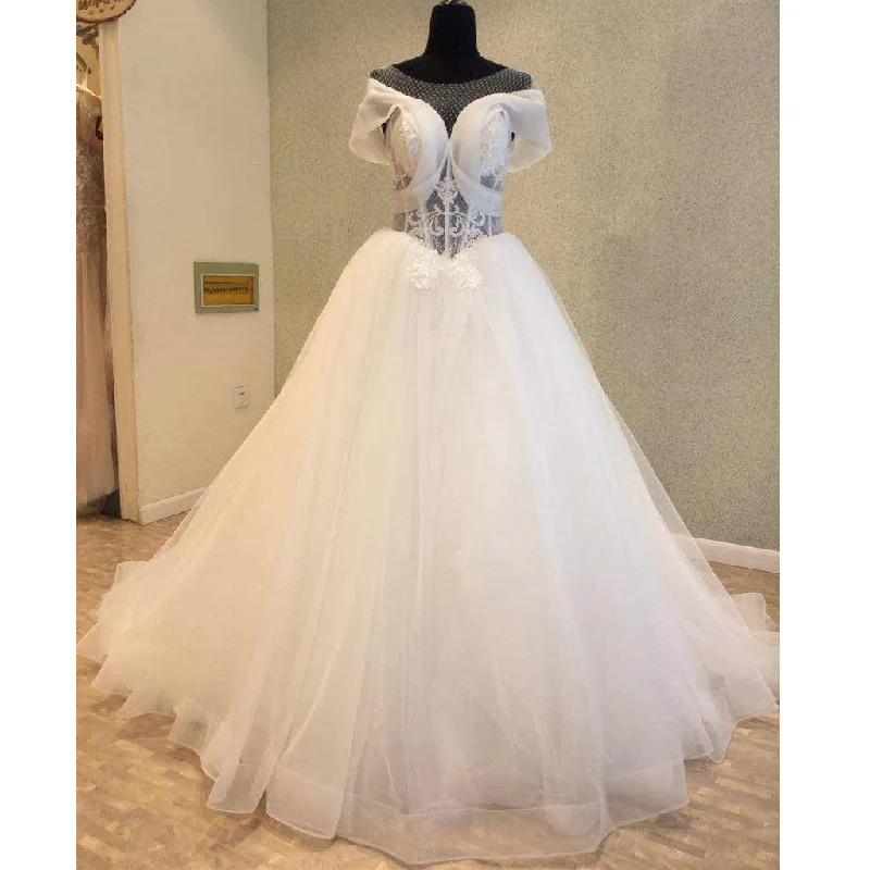 Charming Unique Cap Sleeves Cheap Bridal Long Wedding Dresses, WG1239 Formal Wedding Dress