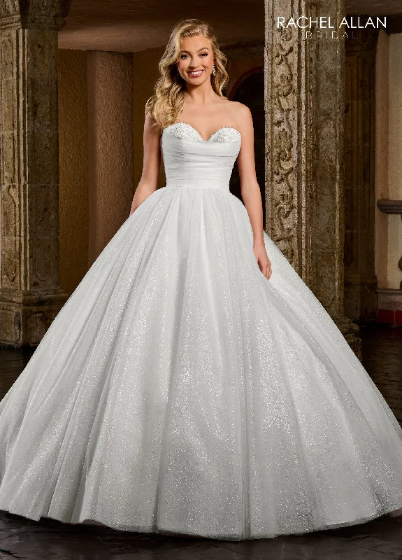 Glitter Strapless Wedding Gown by Rachel Allan RB6132 Off-shoulder Bridal Dress