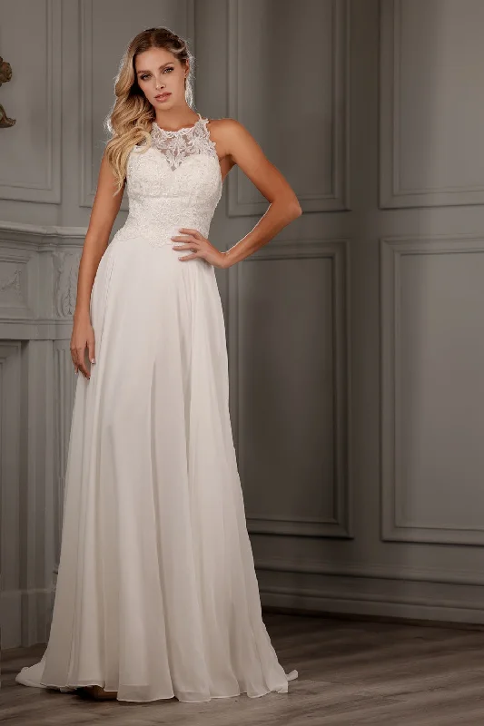 Halter Lace Chiffon Bridal Gown by Abby Lane 97152 Beaded Bridal Gown