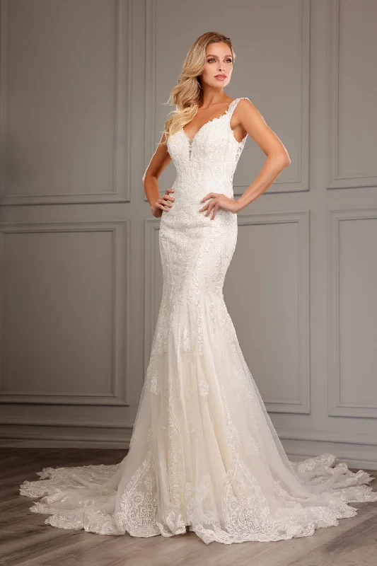 Lace Tulle Mermaid Bridal Gown by Abby Lane 97159 Off-shoulder Wedding Gown