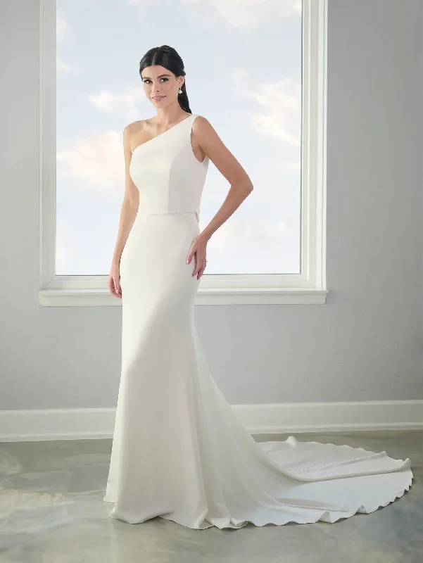 One Shoulder Wedding Gown by Adrianna Papell 31300 Silk Bridal Dress