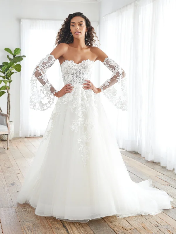 Strapless Bell Sleeve Bridal Gown by Adrianna Papell 31233 Lace Wedding Dress