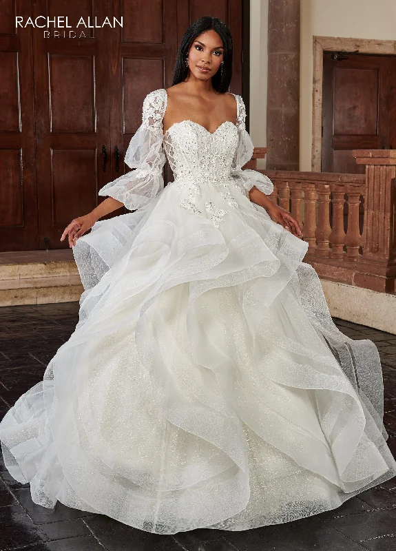 Strapless Ruffled Wedding Gown by Rachel Allan RB6119 Beaded Wedding Gown