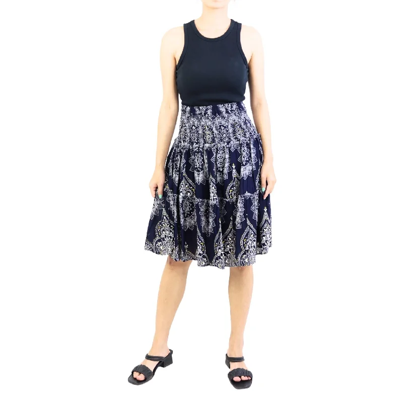 Mandala Women's Skirt in Navy Blue SK0090 020319 02 Pleated unclassified skirts