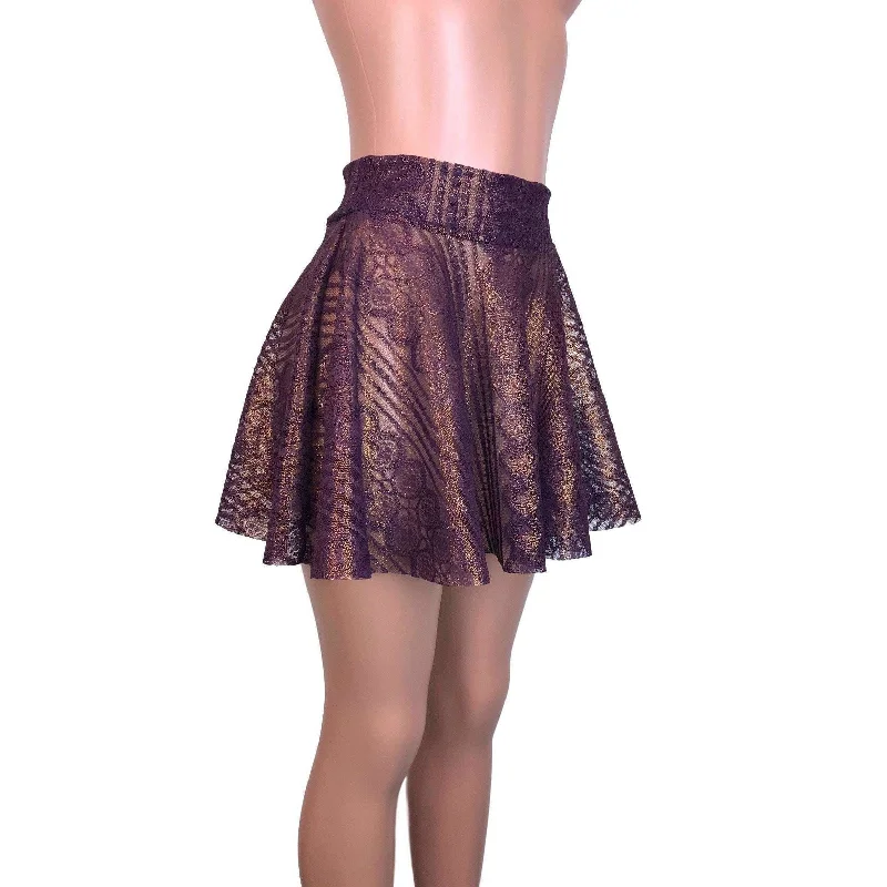 SALE - Skater Skirt - Purple Metallic Lace Fall unclassified skirts