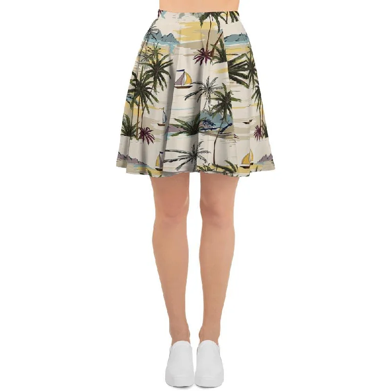 Tropical Palm Lead Island Print Women's Skirt Embroidered unclassified skirts