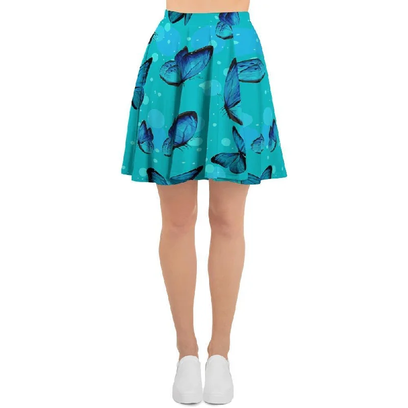 Turquoise Bubble Butterfly Print Women's Skirt Velvet unclassified skirts