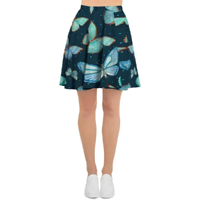 Turquoise Butterfly Print Women's Skirt Casual chic unclassified skirts