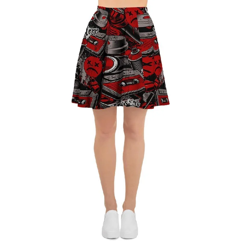 Urban Graffiti HipHop Print Women's Skirt Smocked unclassified skirts