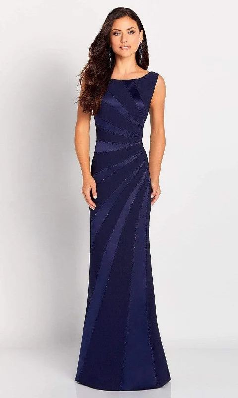 Mon Cheri - Embellished Sleeveless Fitted Sheath Gown 119649 - 1 pc Navy In Size 16 Available A-line party dresses