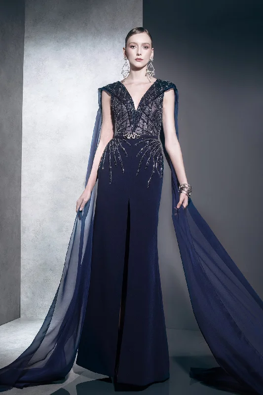 Beaded dress with slit and cape Halter unclassified dresses