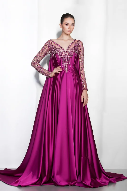 Beaded sleeves silk gown Lace unclassified dresses