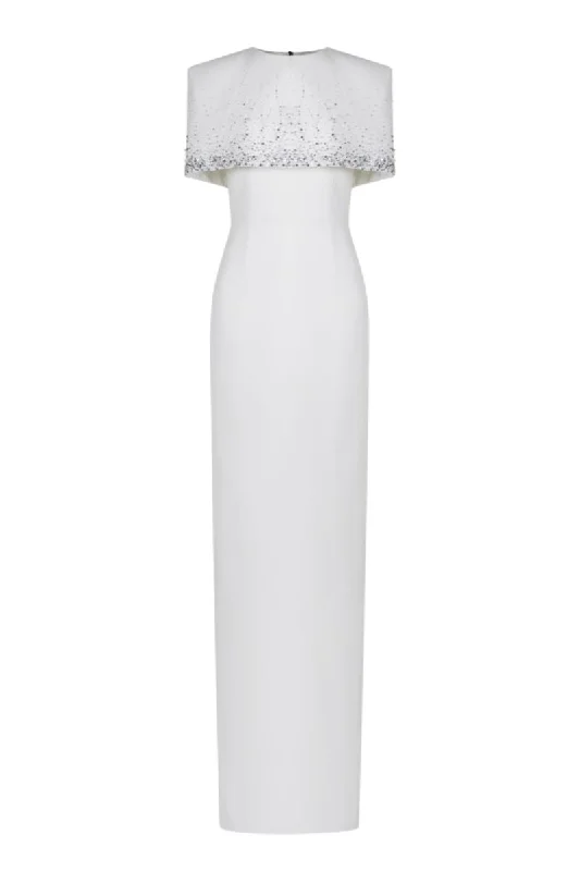 BRADFORD WHITE GOWN WITH SHOULDER CAPE Silk unclassified dresses