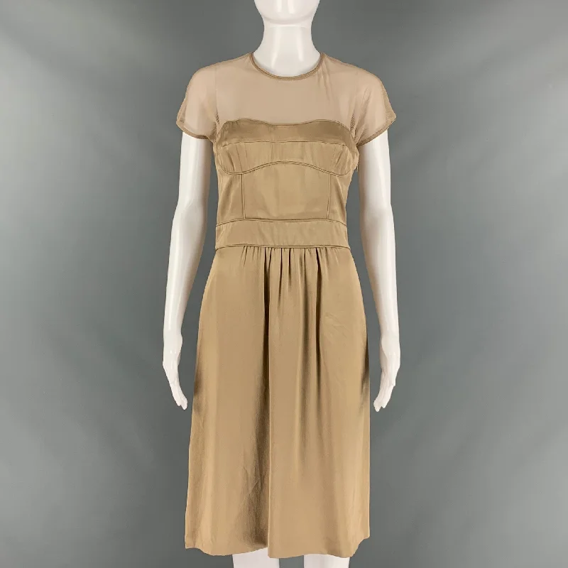 BURBERRY PRORSUM Size 10 Beige Silk Shift Knee-Length Dress Sleeveless unclassified dresses