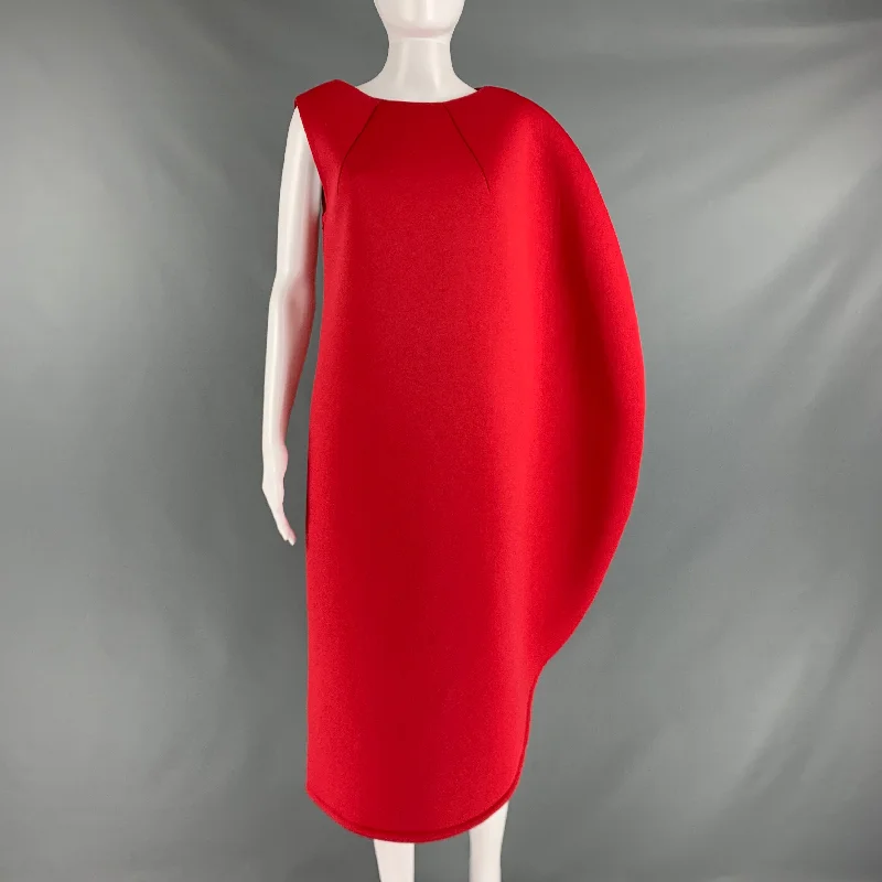 CAMELIA SKIKOS Size S Red Polyester Blend Asymmetrical Dress Long unclassified dresses