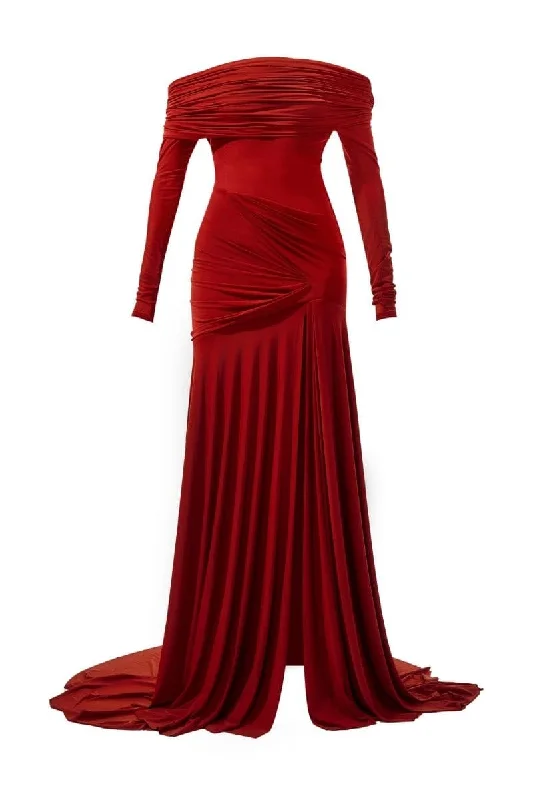 CARLA MAROON DRAPED GOWN Casual unclassified dresses