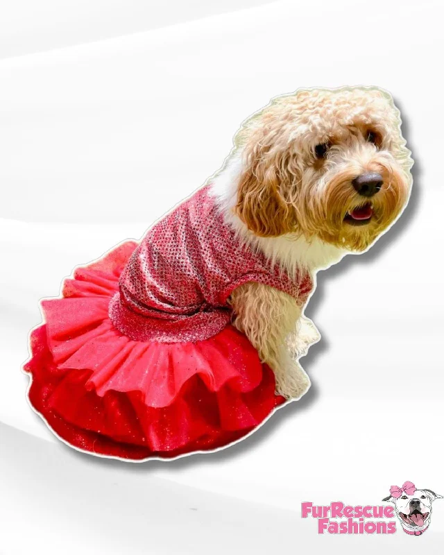 Christmas Sparkle Dog Dress with Fur Discounted unclassified dresses