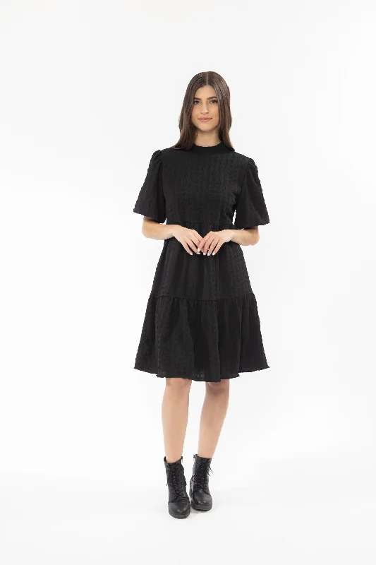 Collar Savanna Dress Black Check Crinkle Party unclassified dresses