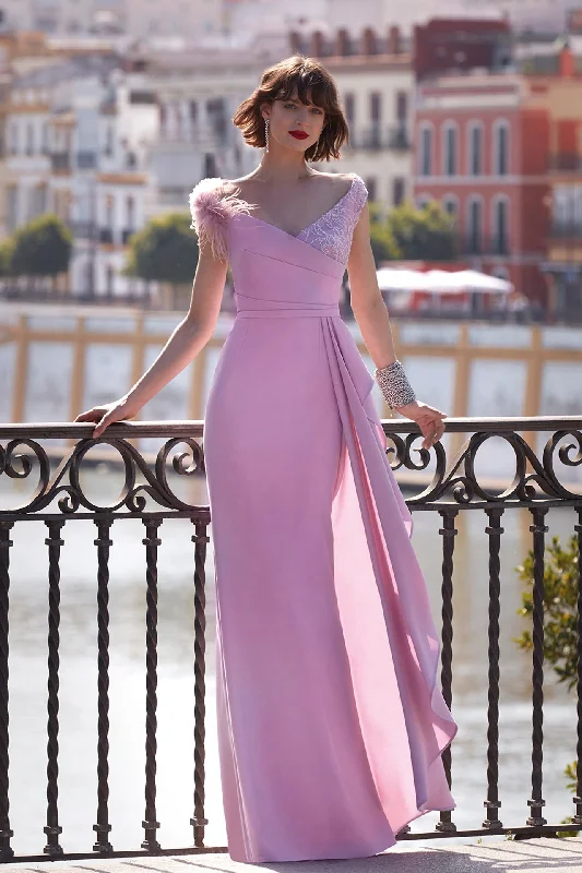 Crepe dress with feathers and rhinestone Engagement unclassified dresses