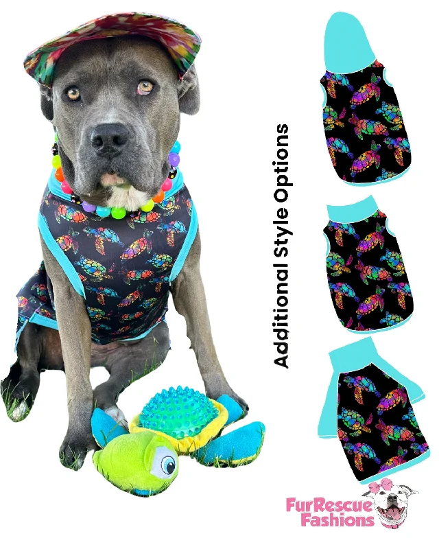 Colored Turtles Dog Pajama with Aqua Neck & Trim/Sleeves Club unclassified dresses