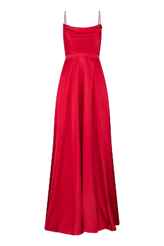 DIAMOND RED COWL WRAP GOWN Silk unclassified dresses