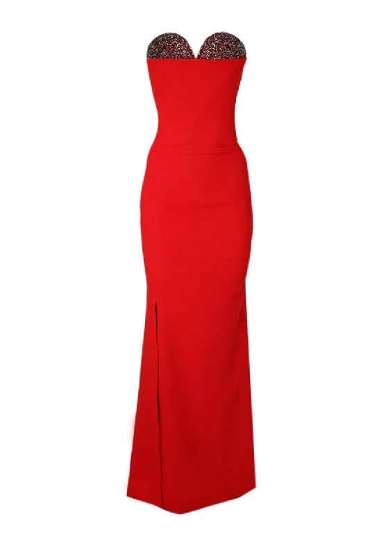 EMBELLISHED RED CORSET GOWN Wrap unclassified dresses